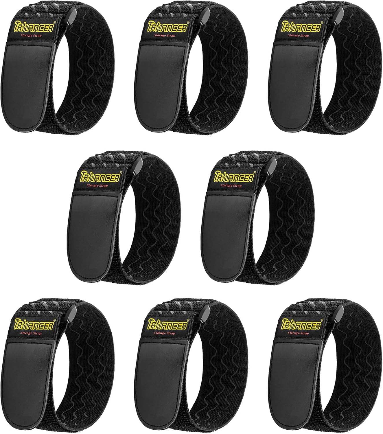 Trilancer Elastic Cinch Straps with Anti-Slip Strips, 12'' x 2'' (8 Pack)