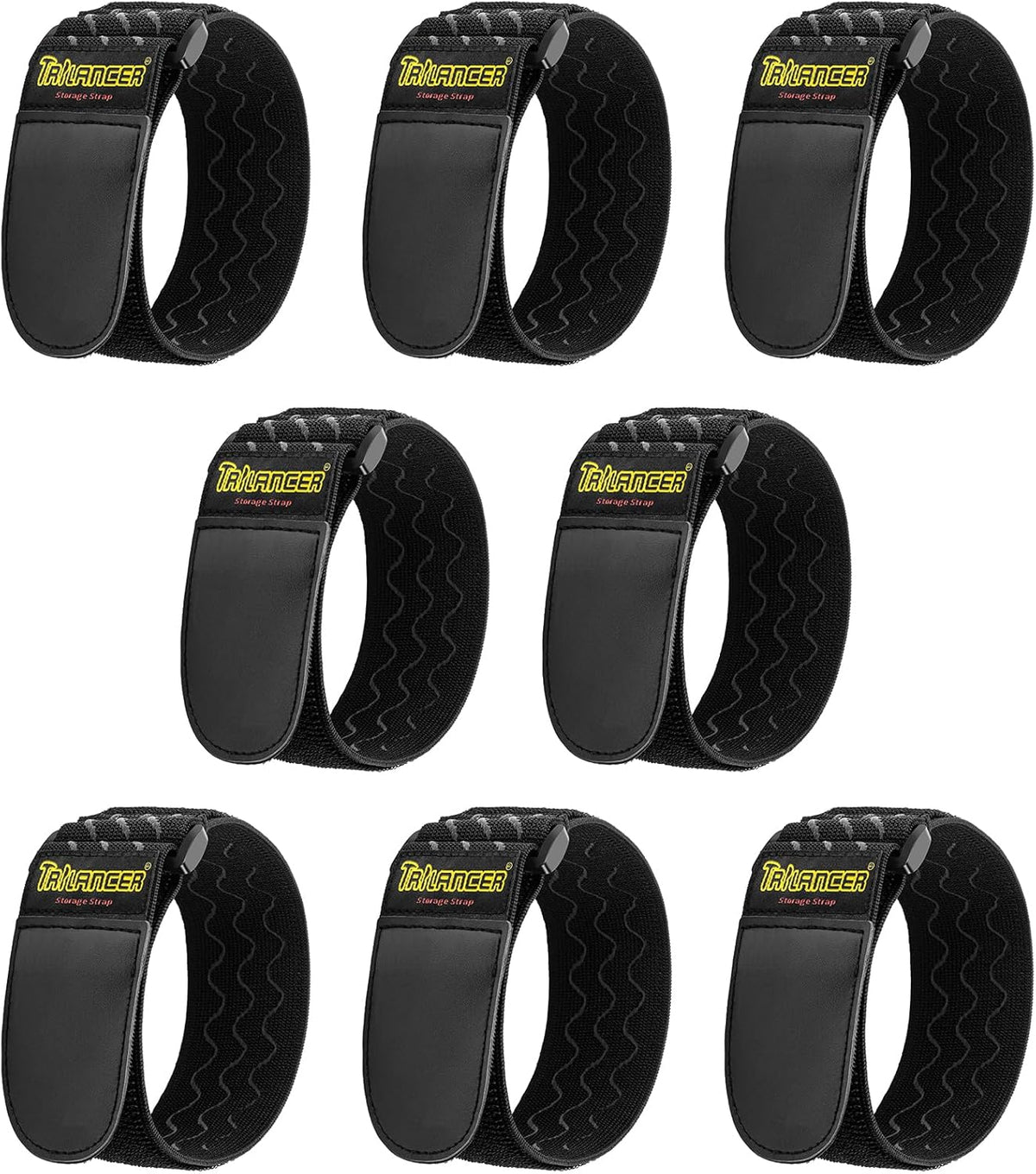 Trilancer Elastic Cinch Straps with Anti-Slip Strips, 12'' x 2'' (8 Pack)