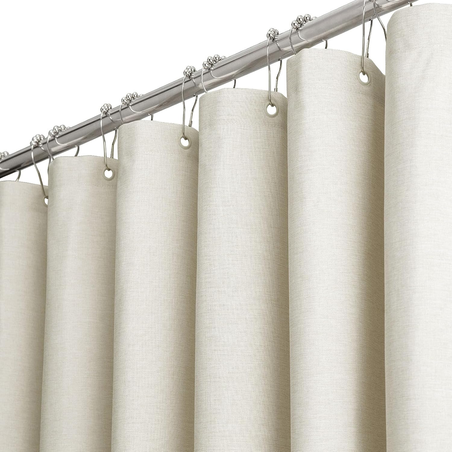 BTTN Linen Textured Waterproof Fabric Shower Curtain, 72x84, Light Cream