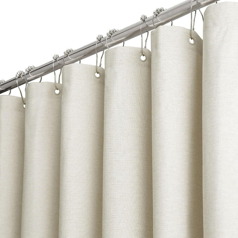 BTTN Linen Textured Waterproof Fabric Shower Curtain, 72x84, Light Cream
