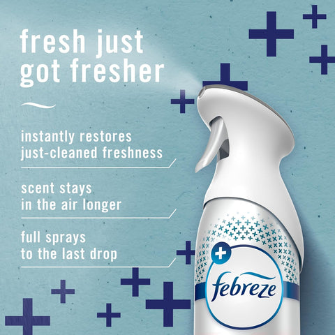 Febreze Air Mist, Air Freshener Spray, Odor Fighting Room Spray, Deodorizer for Home Bathroom Kitchen Office Apartment Dorm Room Classroom, Heavy Duty Crisp Clean Scent, 8.1oz, (Pack of 6)