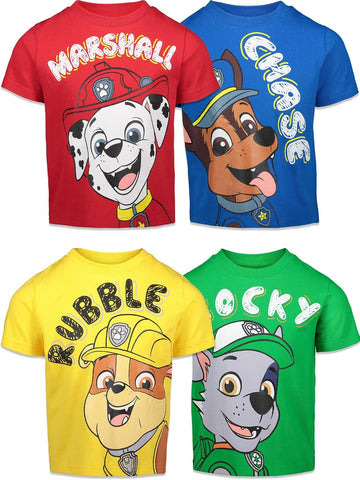 Nickelodeon Paw Patrol Boys' 4-Pack Short Sleeve T-Shirts