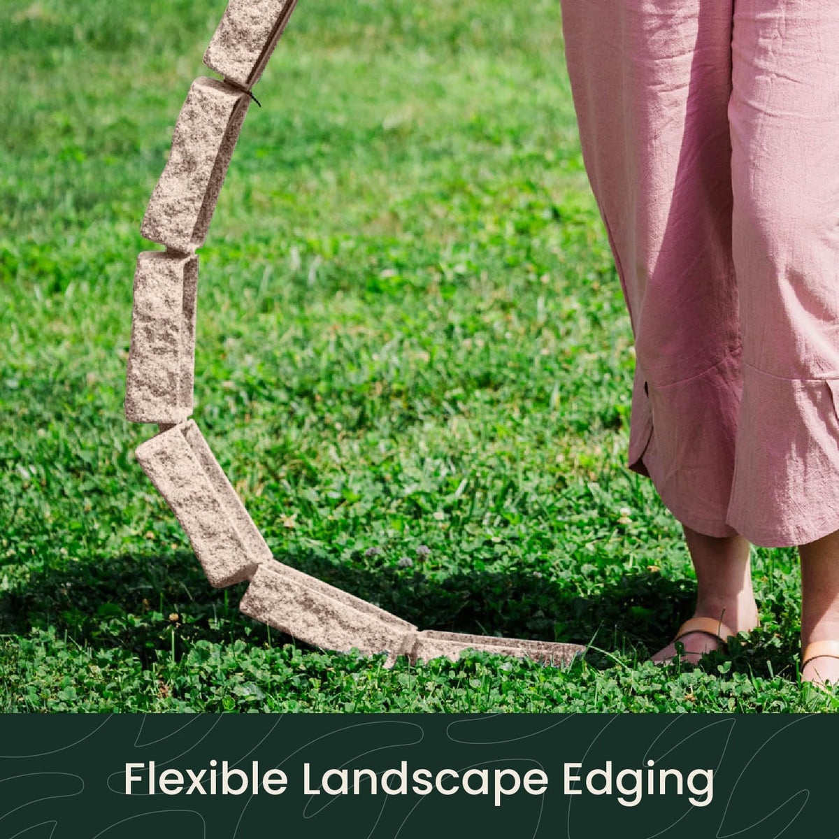 Beuta Landscape Edging | Garden Edging Border | Polyrock Bricks for Lawn edging, Flower beds, Pathways & Yard Edging– 4 Packs | Each Section Has 6 Bricks 48"L x 4"W x 2.25"H | 12 Spikes |Cobblestone