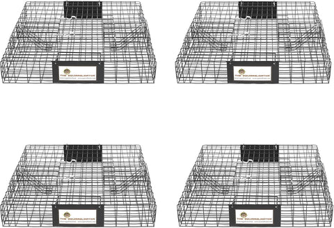 Rugged Ranch 4‑Pack Squirrelinator Multi‑Catch Squirrel Trap with Basin, Wire Cage, 25"x15"x6.5" Each - Live Catch‑and‑Release, 2‑Door Humane Rodent Control, No‑Poison Outdoor Use