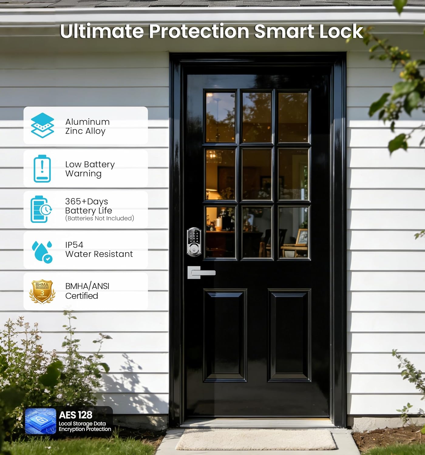 Veise VE06-L Smart Deadbolt Lock with 2 Lever Handle Set, Satin Nickel