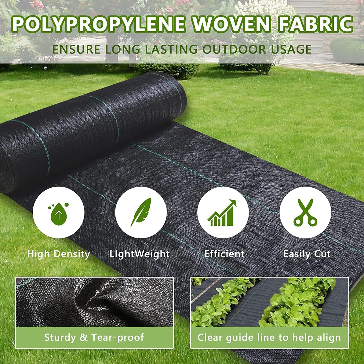 1.4ftx100ft Weed Barrier Landscape Fabric Heavy Duty，Weed Block Gardening Ground Cover Mat, Weed Control Garden Cloth ，Woven Geotextile Fabric for Underlayment，Commercial Driveway Fabric