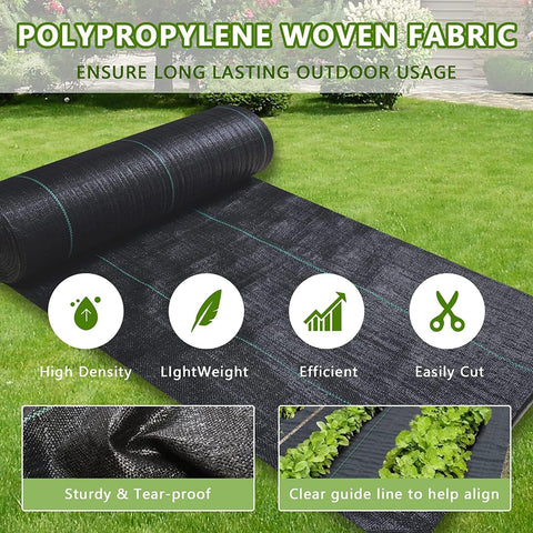 1.4ftx100ft Weed Barrier Landscape Fabric Heavy Duty，Weed Block Gardening Ground Cover Mat, Weed Control Garden Cloth ，Woven Geotextile Fabric for Underlayment，Commercial Driveway Fabric