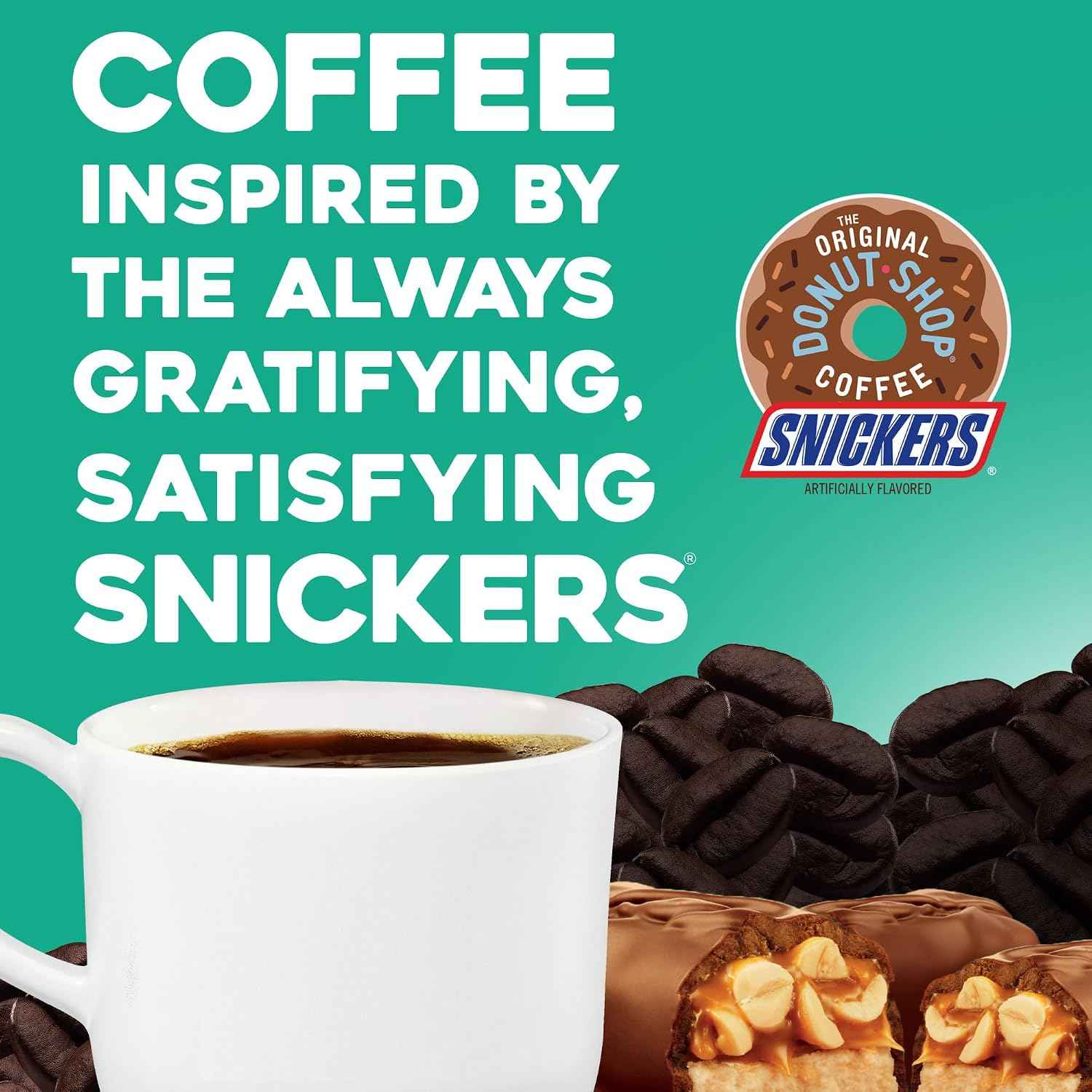 The Original Donut Shop Snickers Coffee, Keurig Single Serve K-Cup Pods, Flavored Coffee, 60 Count, (6 Packs of 10)