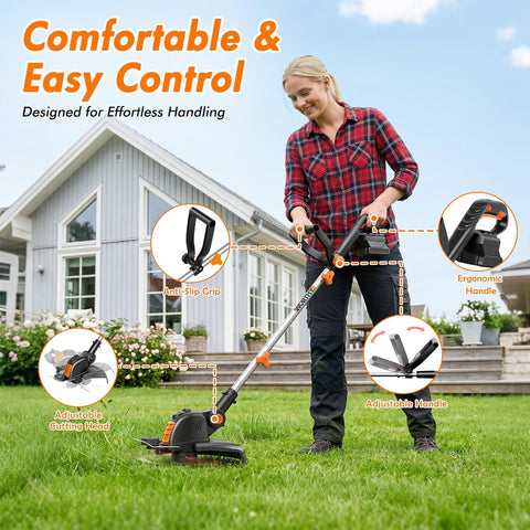 Electric Weed Wacker Eater Cordless Battery Powered String Trimmer Whacker