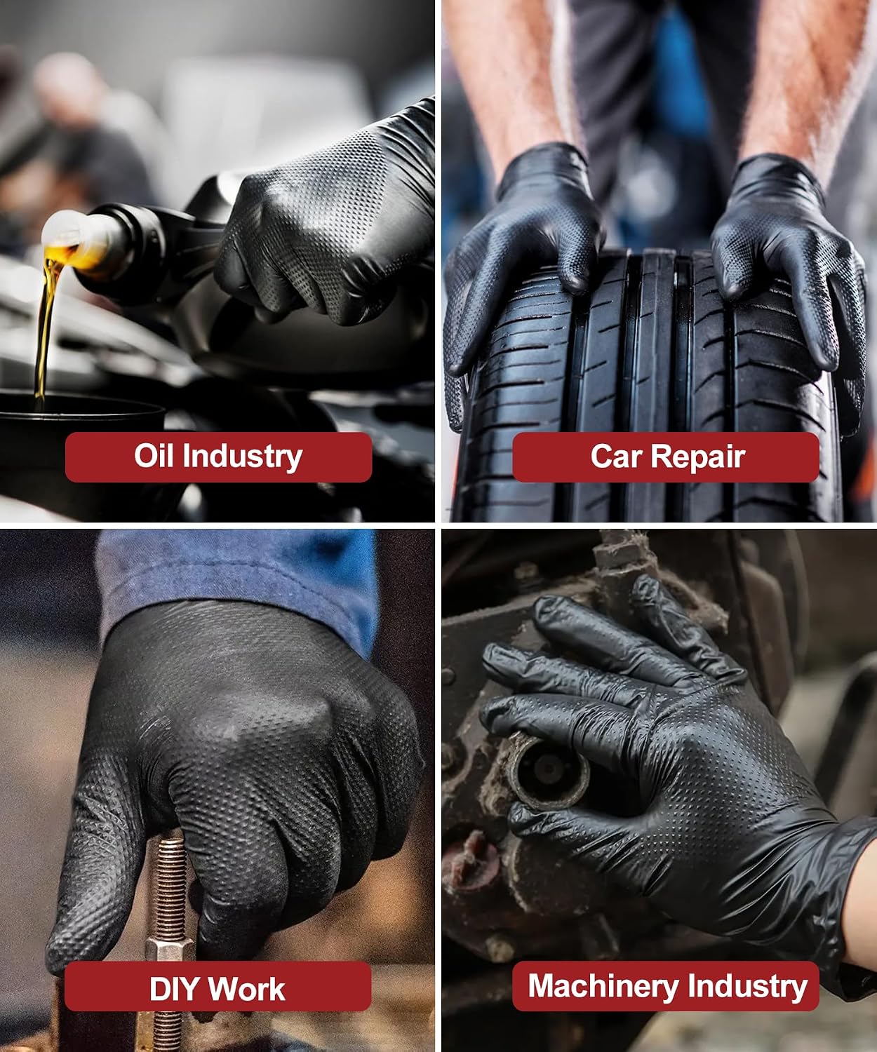 NEOTRIL 8 Mil Heavy Duty Disposable Nitrile Gloves with Diamond Texture Grip Rubber Gloves Latex & Powder Free