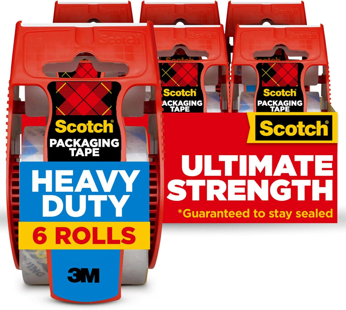 Scotch Heavy Duty Shipping Packing Tape, Clear, 1.88 in. x 22.2 yd.