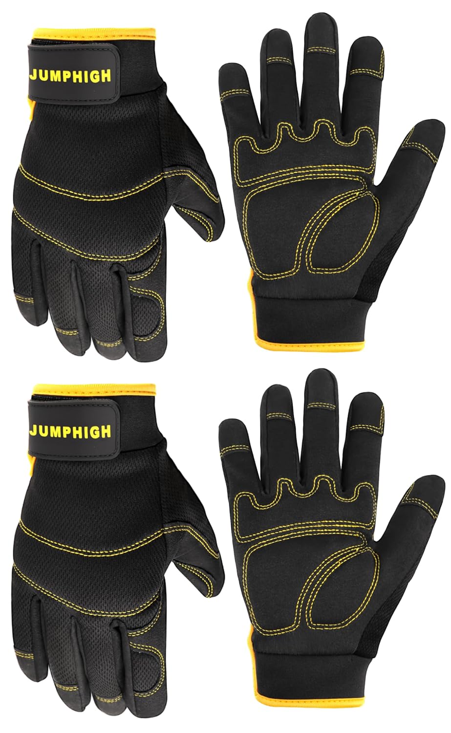 Work Gloves for Men 2 Pairs, Multi-Functional Light Duty Mechanic Gloves, Outdoor, Garden, Performance Fit, Touch Screen, Abrasion Resistant (XL)