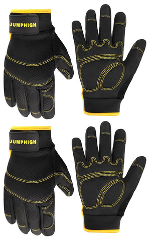 Work Gloves for Men 2 Pairs, Multi-Functional Light Duty Mechanic Gloves, Outdoor, Garden, Performance Fit, Touch Screen, Abrasion Resistant (XL)