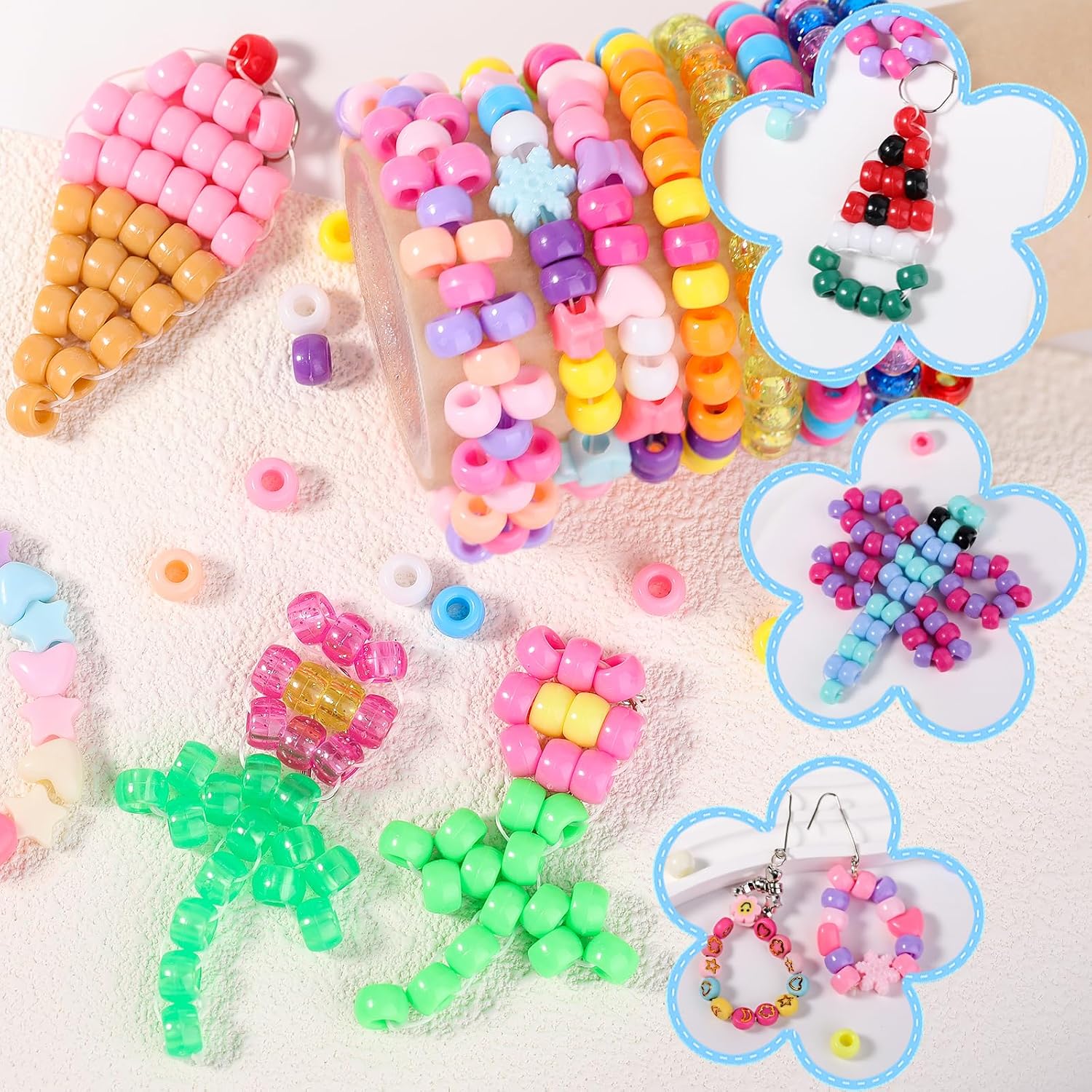 8050+pcs Purple Pony Beads Bulk Plastic Kandi Beads for Bracelet Making