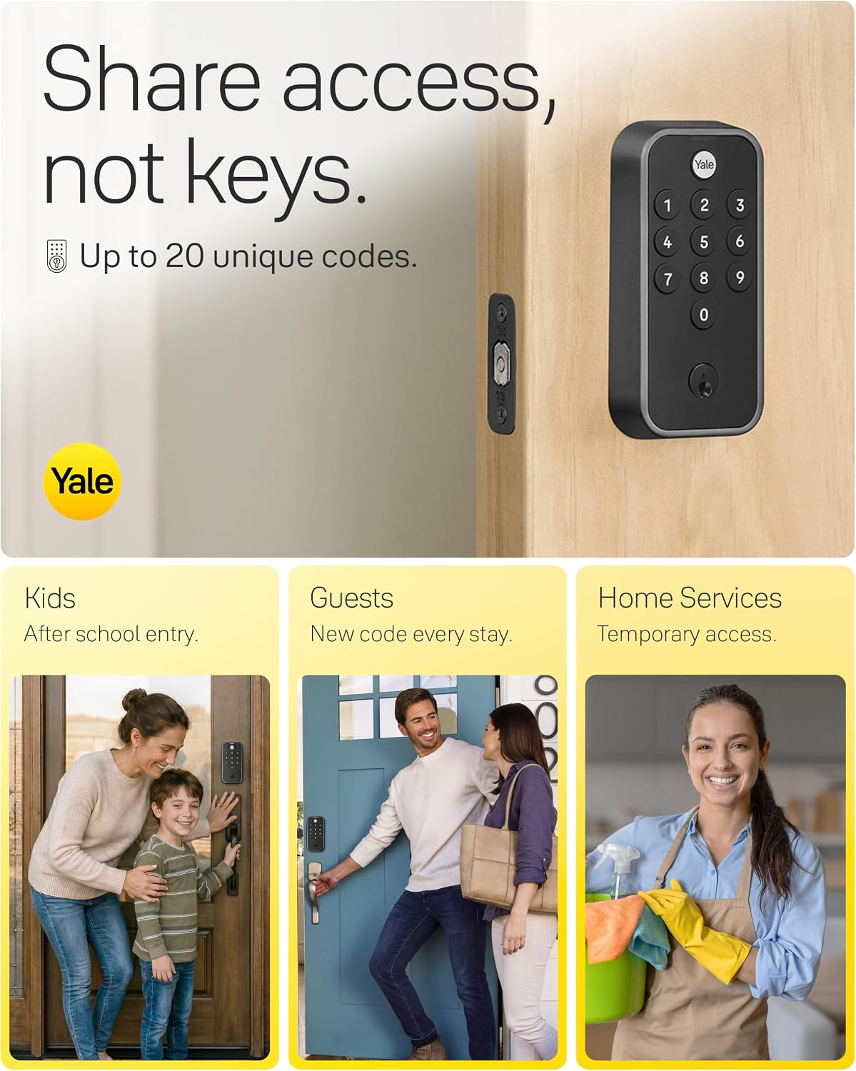 Yale Code Keypad Deadbolt for Keyless Front Door Entry, Black Suede