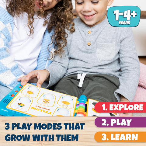 Chuckle & Roar Pop It Book, Colors, English & Spanish, Quiet Mode, 1–4+