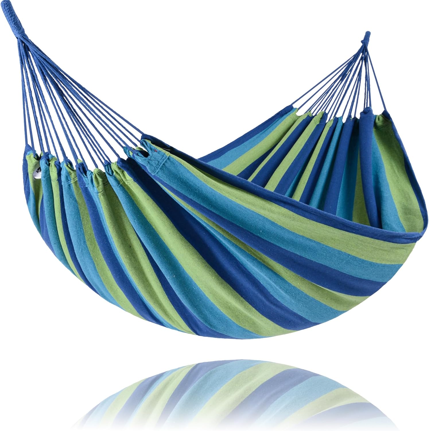 SUNCREAT Double Hammocks 2 Person for Outside, Blue Stripe