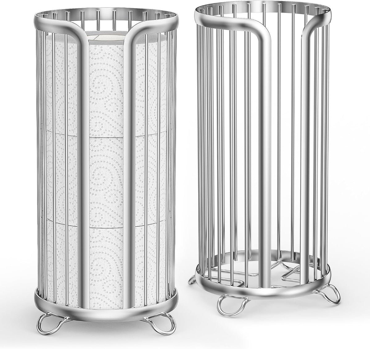 Toilet Paper Holder Stand, Freestanding Toilet Paper Storage,2 Pack,Silver