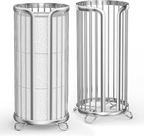 Toilet Paper Holder Stand, Freestanding Toilet Paper Storage,2 Pack,Silver