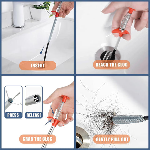 Drain Snake Hair Clog Remover Tool Set - 9 Pack Deep Cleaning Kit