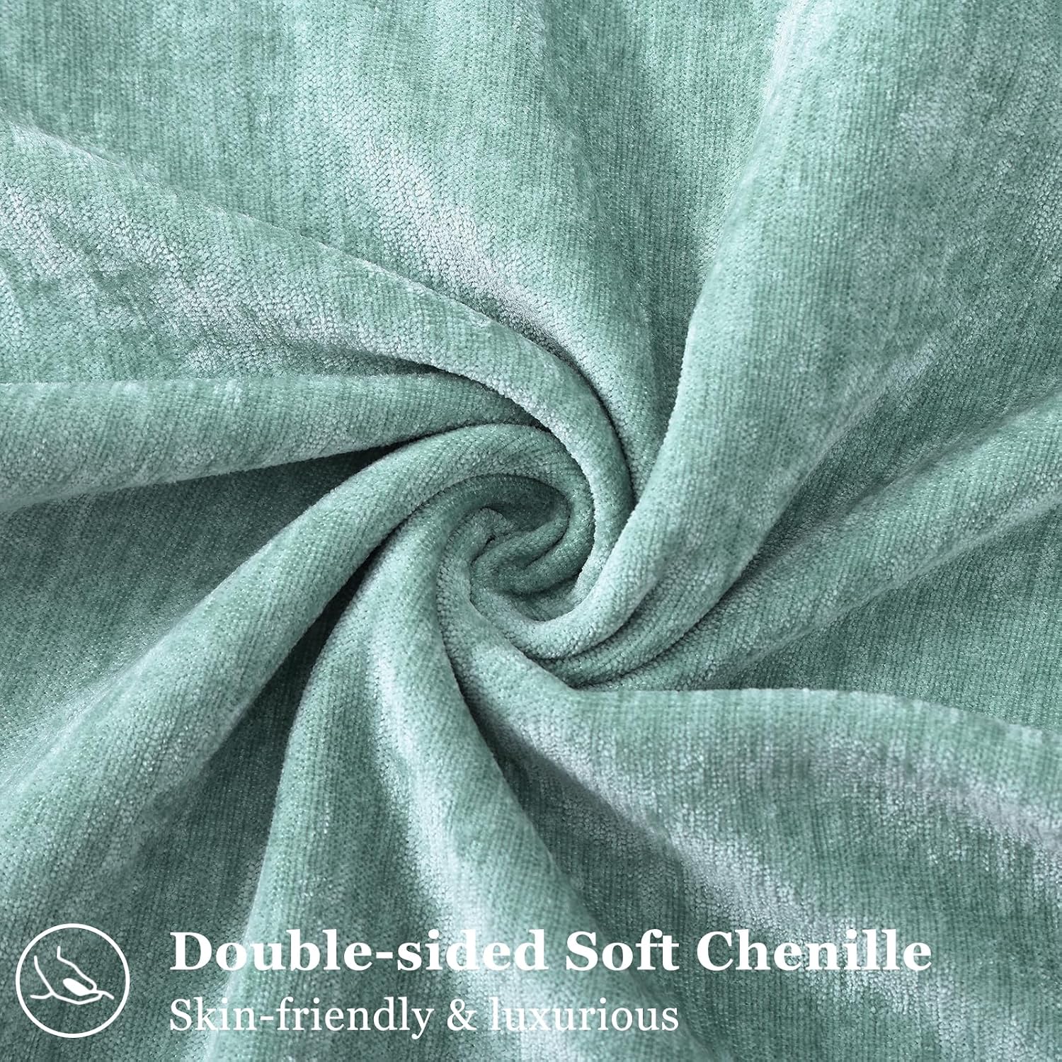 decorUhome Chenille Aqua Haze Velvet Throw Pillow Covers 18x18 Set of 2