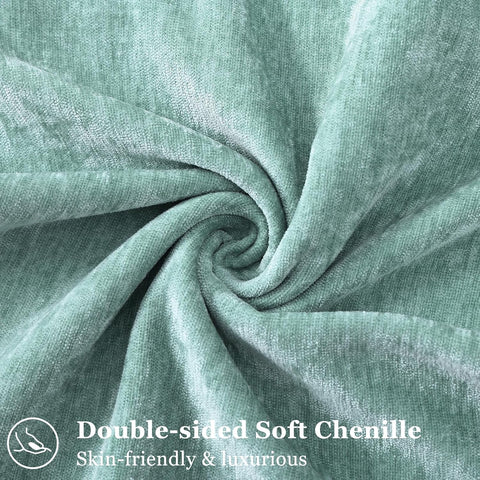 decorUhome Chenille Aqua Haze Velvet Throw Pillow Covers 18x18 Set of 2