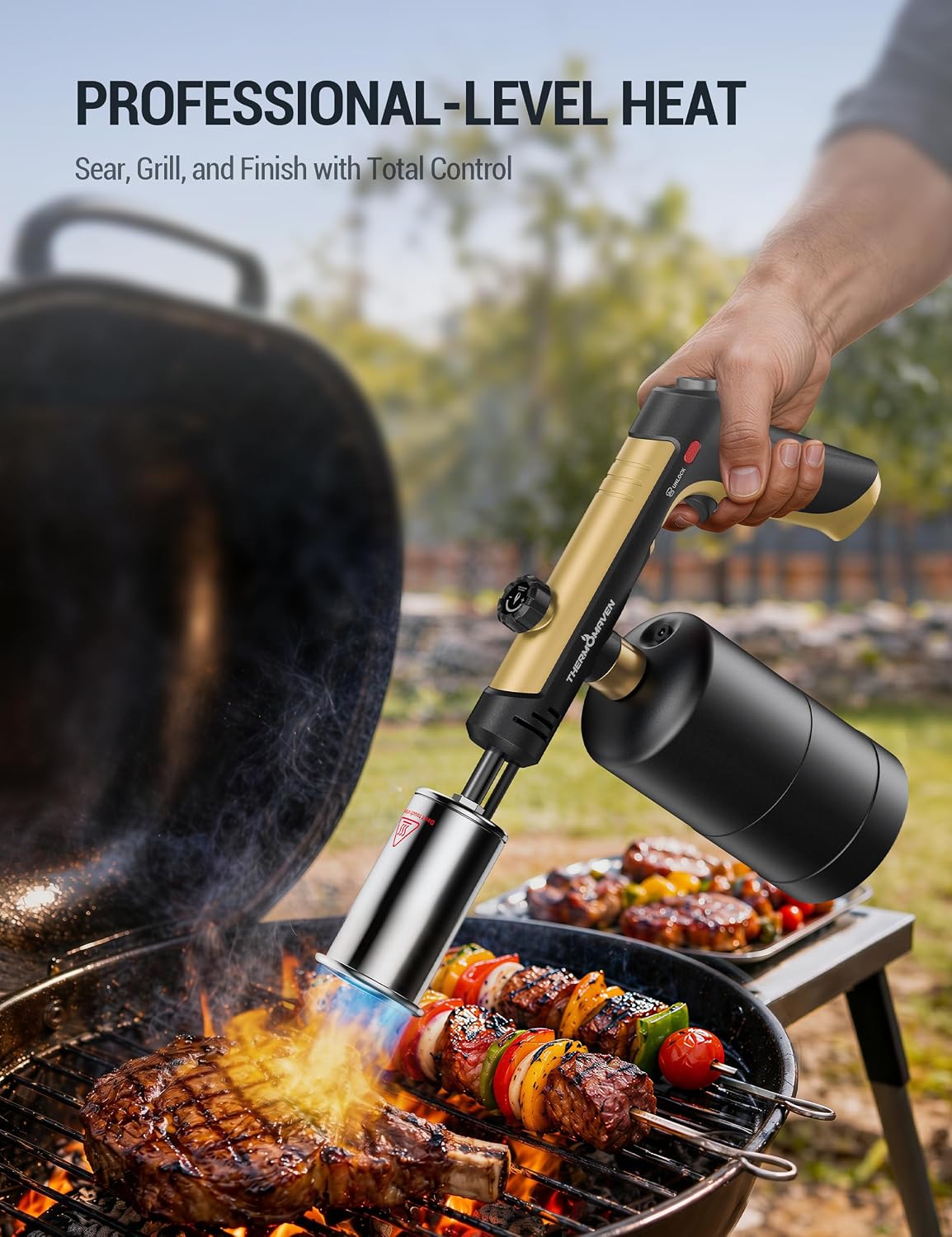 ThermoMaven Propane Torch Gun, One-Touch Max Fire Flame Thrower, Gold
