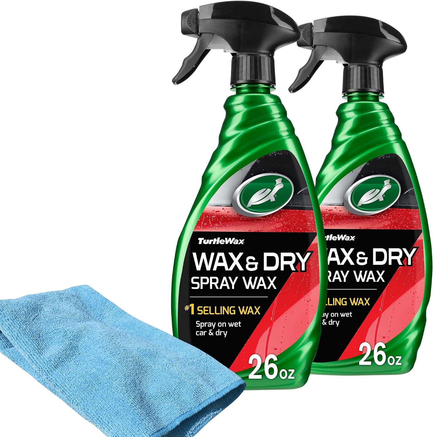 Turtle Wax Wax & Dry Spray Car Wax, 26 oz. 2-Pack with Microfiber Towel