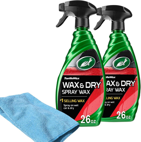 Turtle Wax Wax & Dry Spray Car Wax, 26 oz. 2-Pack with Microfiber Towel