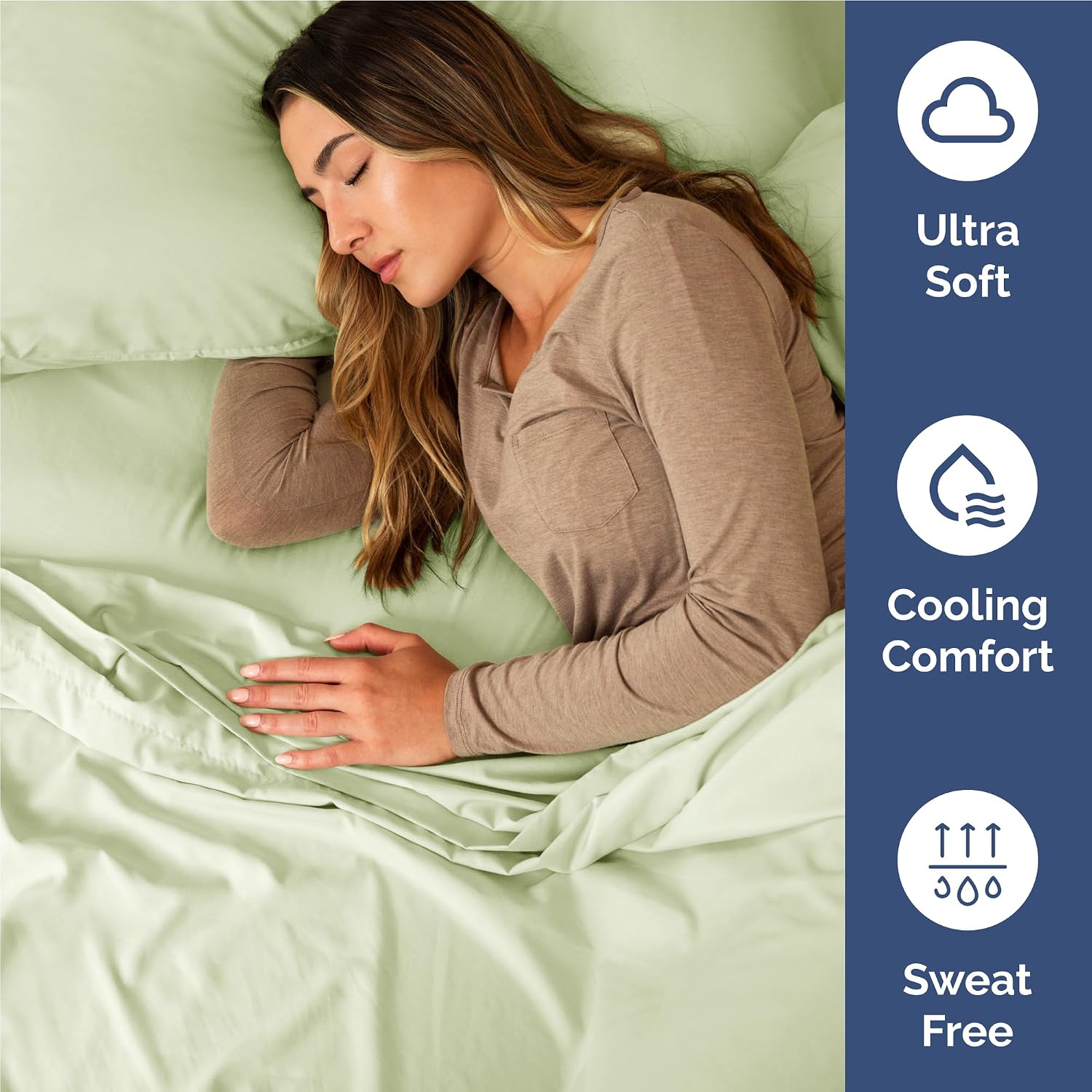 Full Size 4 Piece Sheet Set - Comfy Breathable & Cooling - Light Sage Green