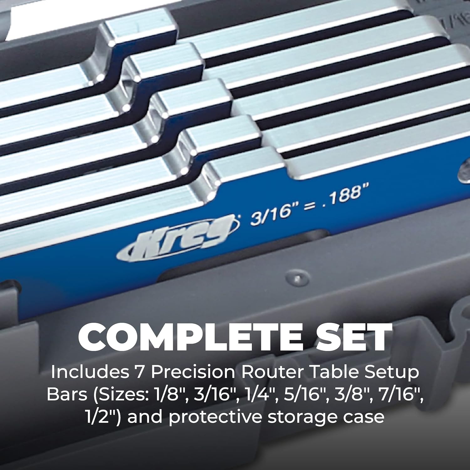 Kreg Precision Router Table Set Up Bars, PRS3400, Set of 7, Aluminum