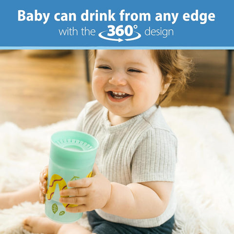 Dr. Brown's Milestones Cheers360 Spoutless Cup, Blue & Green, 2-Pack