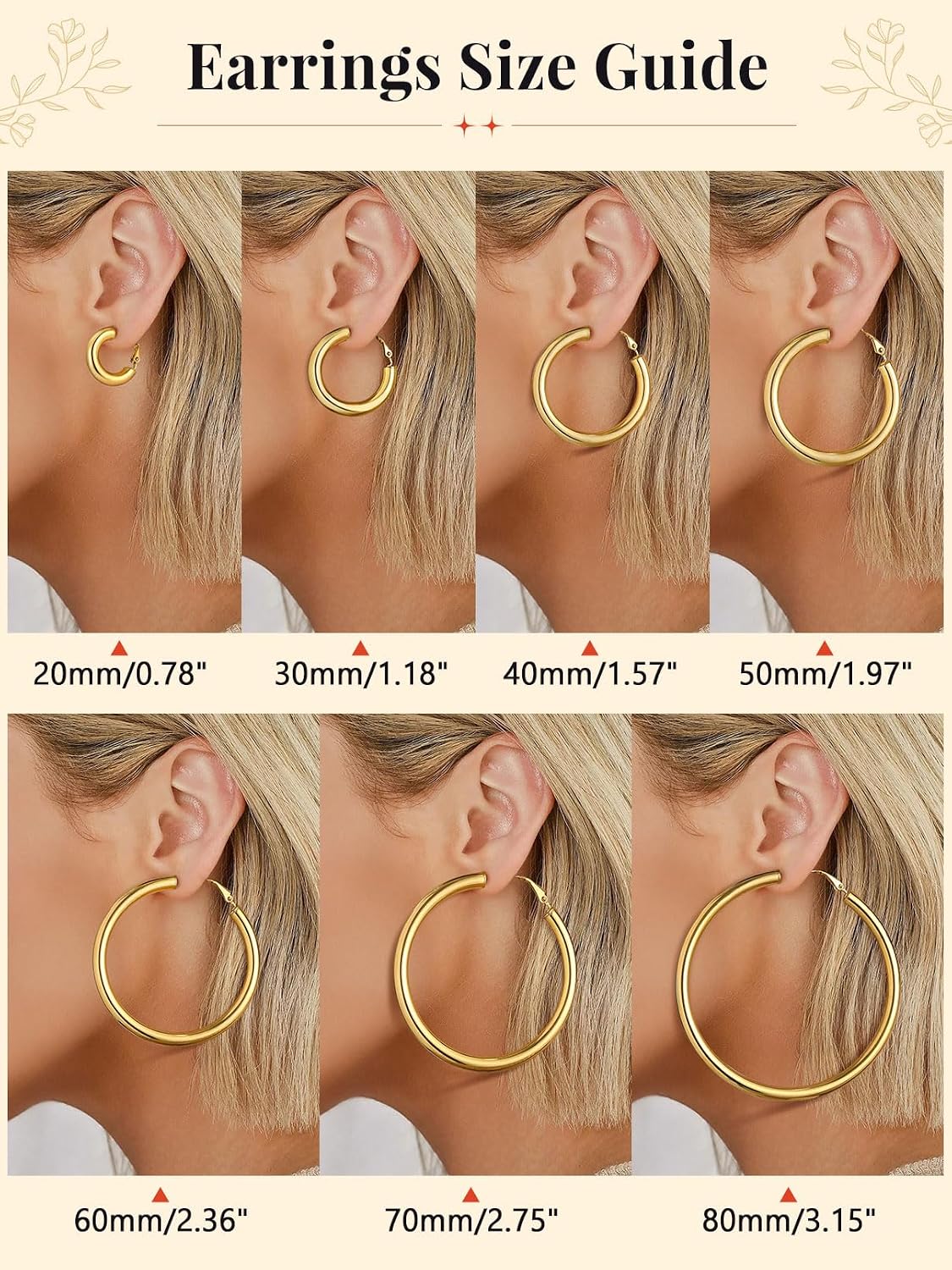 FaithHeart Silver/Black/Gold Stainless Steel Chunky Hoop Earrings for Women