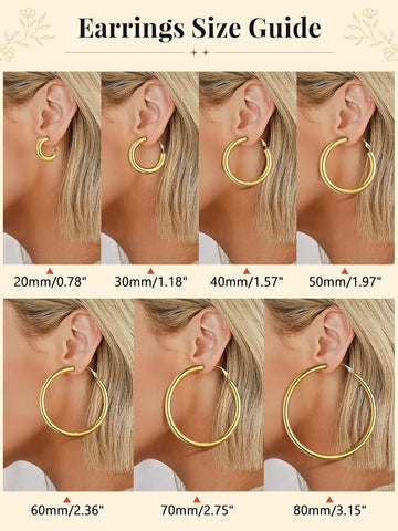 FaithHeart Silver/Black/Gold Stainless Steel Chunky Hoop Earrings for Women