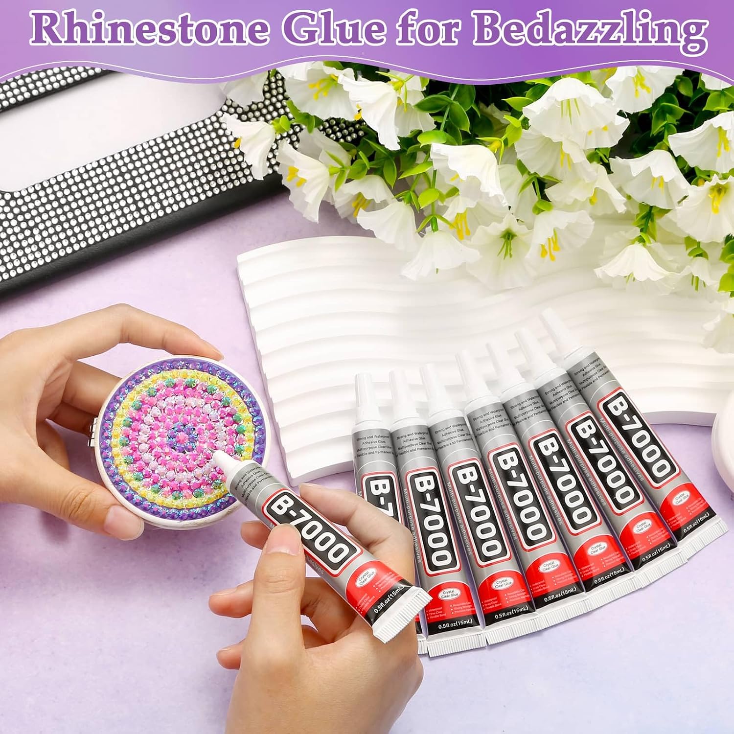B7000 Glue Clear with Precision Tip for Rhinestones, 20 Pcs 15 mL/0.5 fl oz