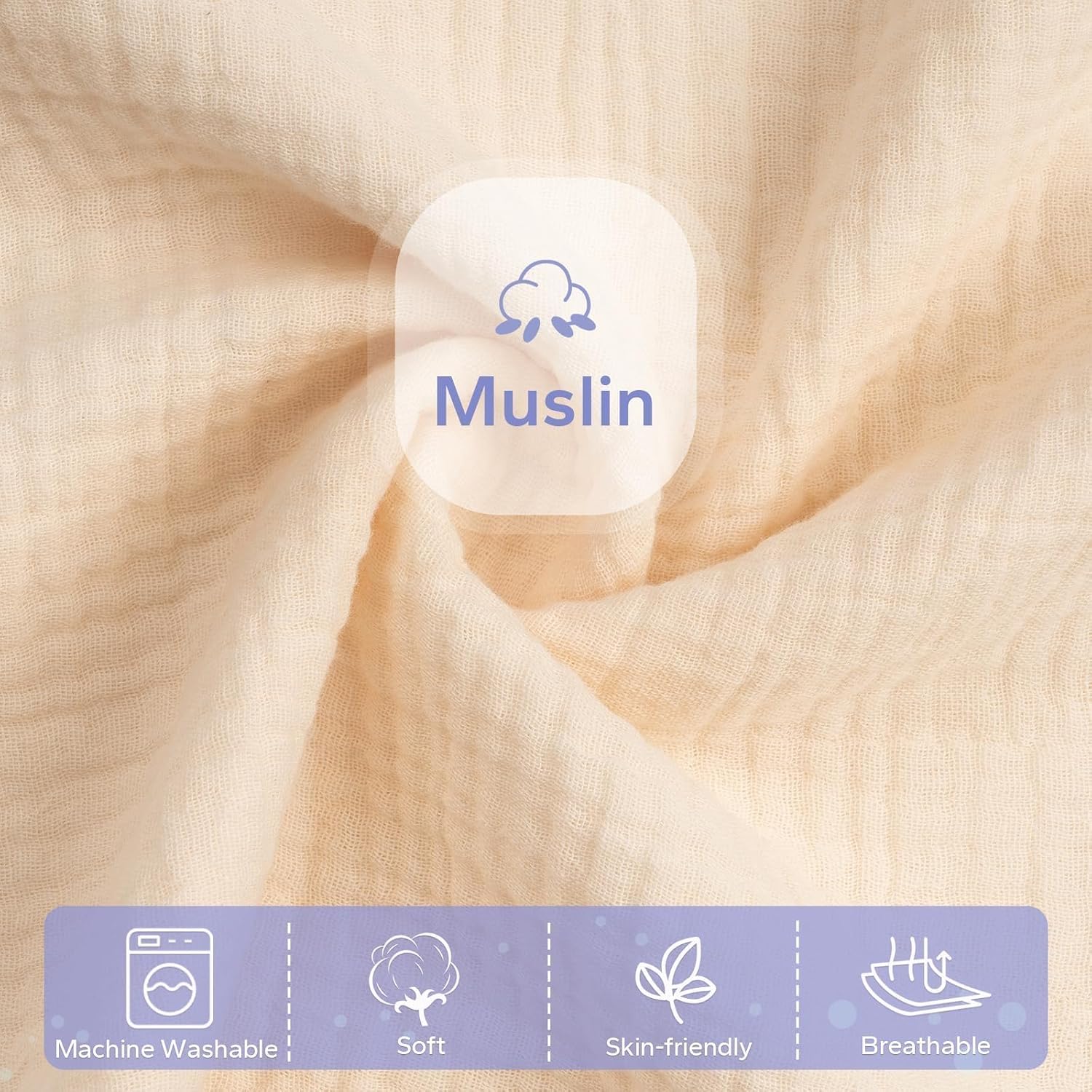 FUNUPUP Muslin Baby Lounger Cover Only, Beige
