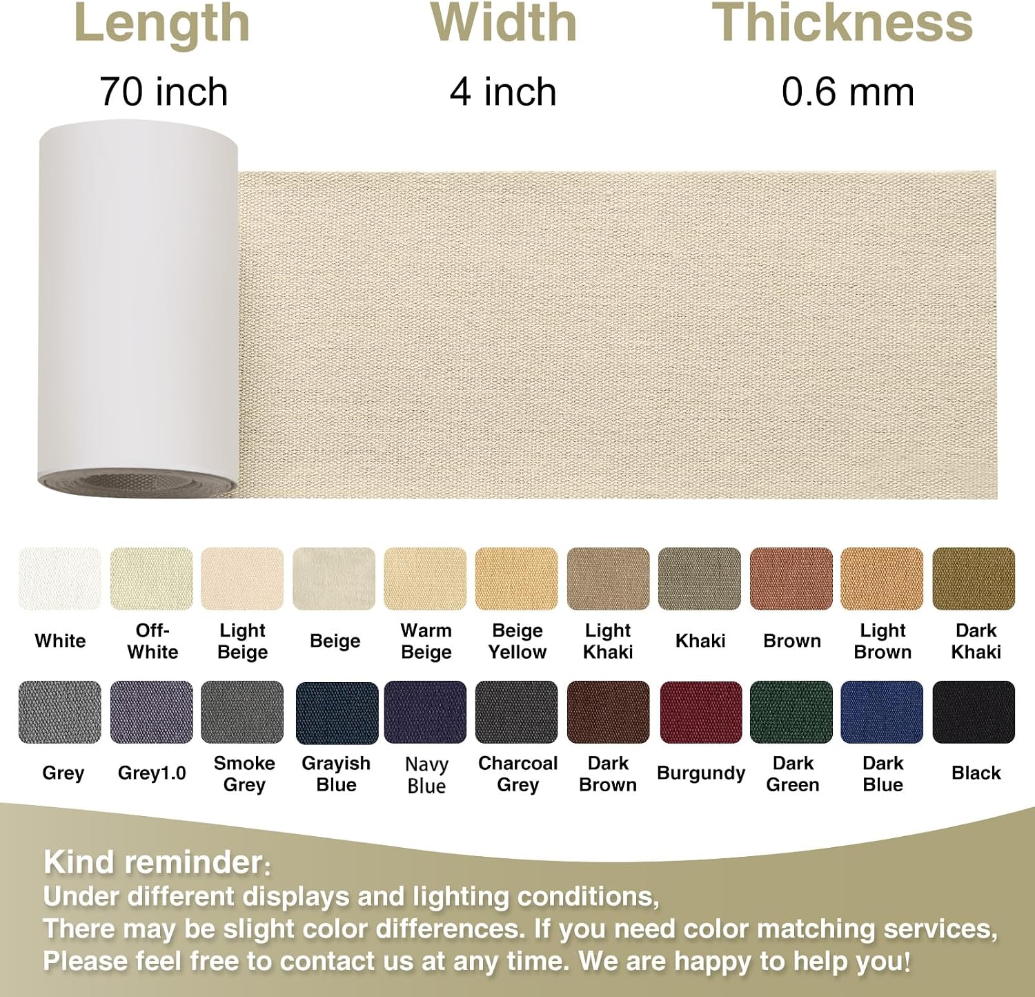 Gheeidau Canvas Repair Tape 4×70 Inch Waterproof Self-Adhesive Fabric Repair Patch for Repairing Boat Covers,Tents,Patio Umbrellas,Car Seats,Luggage,Sofas.(Beige)