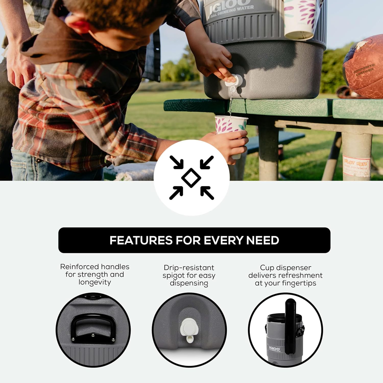 Igloo Sports Cooler | Insulated Beverage Dispenser with Spout |Portable Handwashing Station