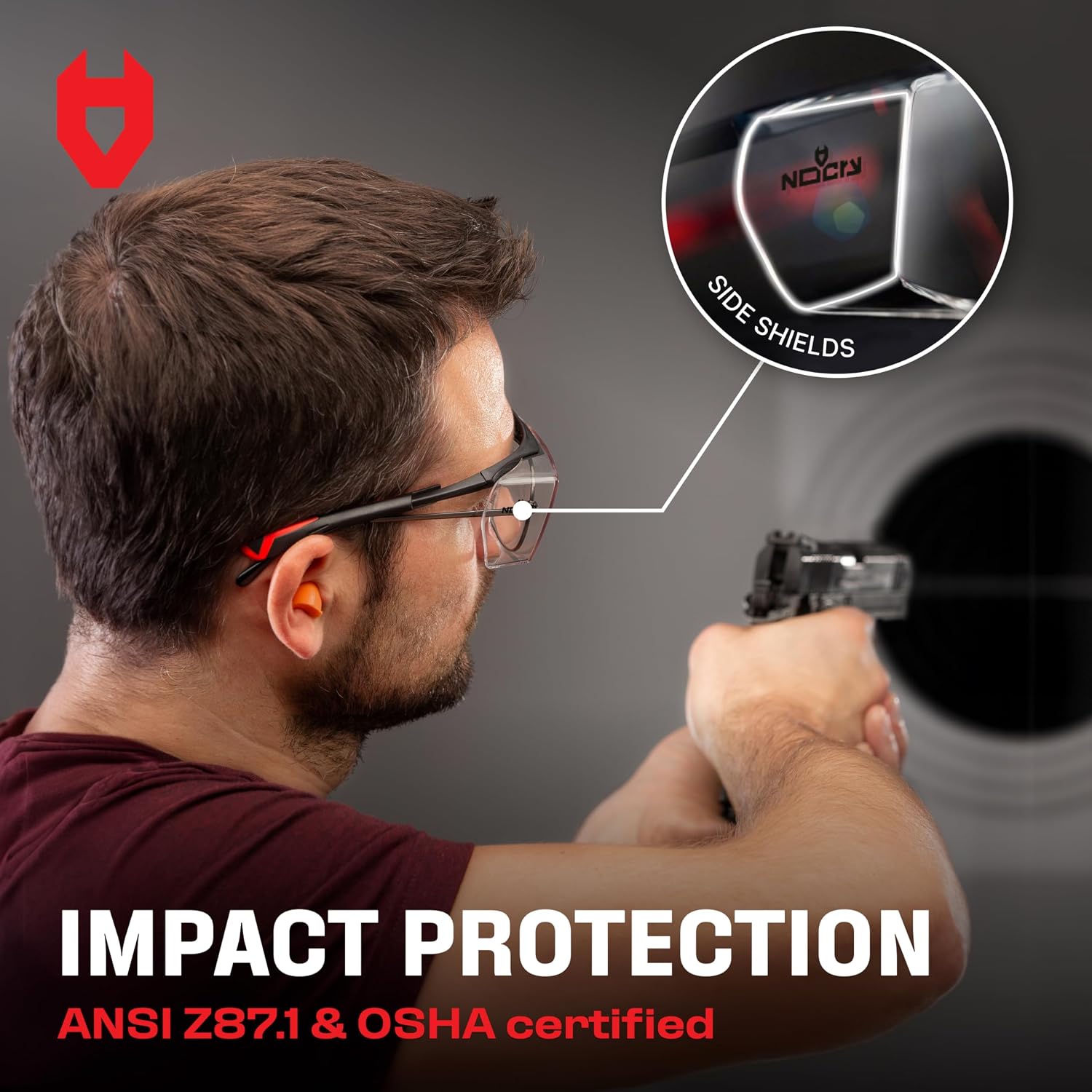 NoCry Safety Glasses Over Eyeglasses for Men and Women with Anti Scratch Lenses and Integrated Side Shields — Adjustable Temples with Anti-Slip Tips — 100% UV Protective Eyewear — ANSI Z87 (10-pack)