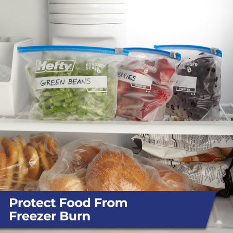 Hefty Slider Freezer Kitchen Storage Bags, Quart Size, 15 Count
