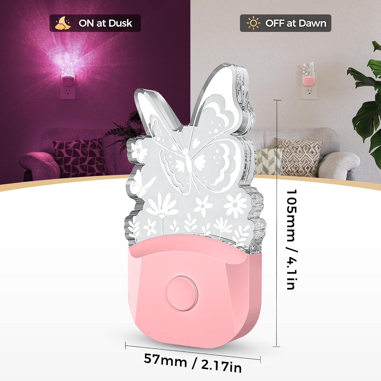 DORESshop Night Lights Plug into Wall [2 Pack],Butterfly Night Light