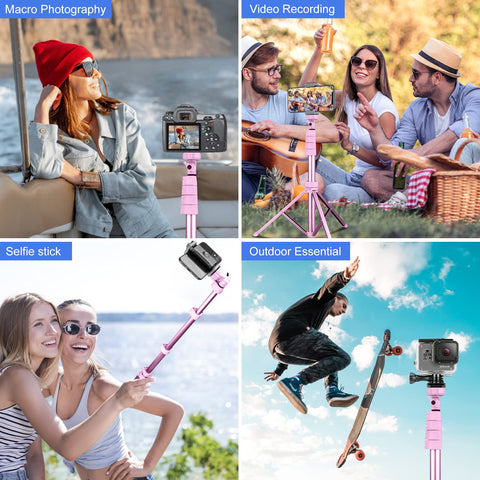 Sensyne 67" Phone Tripod & Selfie Stick, Extendable Cell Phone Tripod Stand with Wireless Remote and Phone Holder, Compatible with iPhone Android Phone, Camera