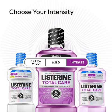Listerine Total Care Anticavity Mouthwash, Intense Mint, 33.8 fl. oz/1L x 2