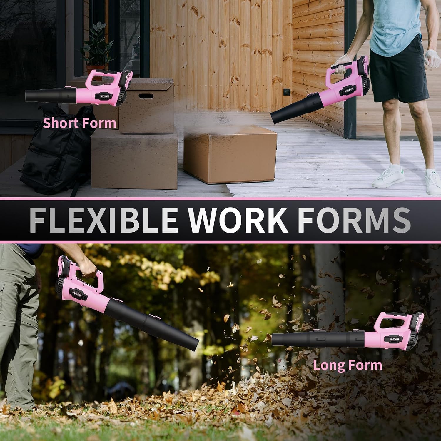 LEAPUL Leaf Blower Cordless with 2 Batteries & Fast Charger, Light Pink