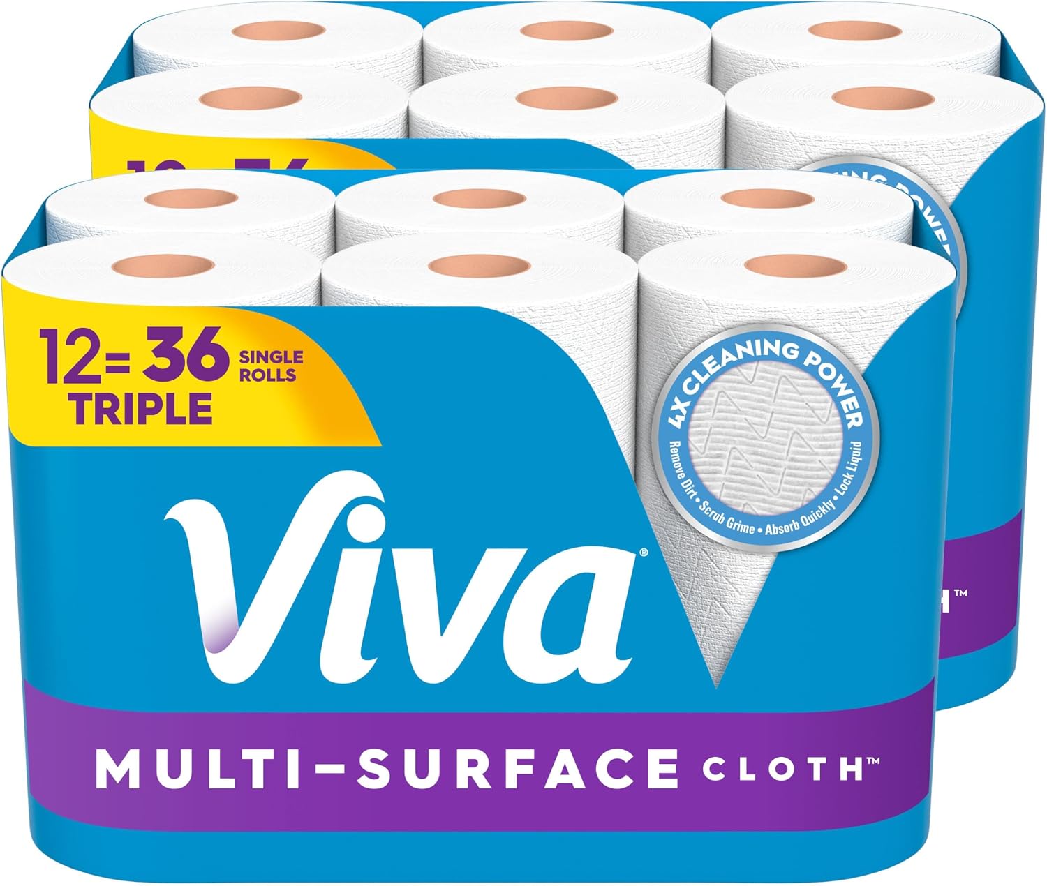 Viva Multi-Surface Cloth Paper Towels, 12 Triple Rolls, 165 Sheets per Roll