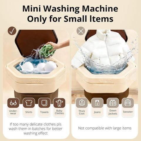 Welsteepse Portable Washing Machine, 16L Upgraded Mini Washer with Spin Basket Laundry Machine for Baby Clothes, Underwear, Socks; Ideal for Travel, Dorms, Camping (khaki)