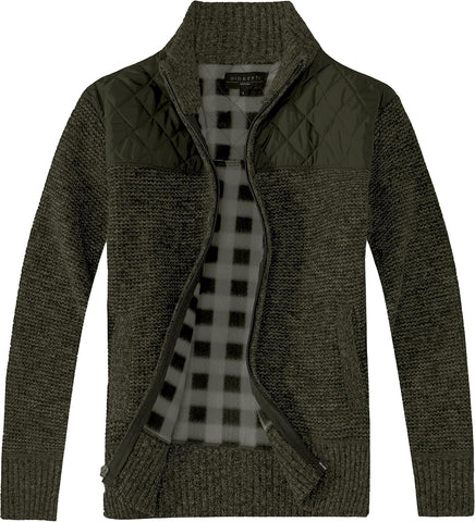 Gioberti Men's Knitted Regular Fit Full Zip Cardigan Sweater with Soft Brushed Flannel Lining.