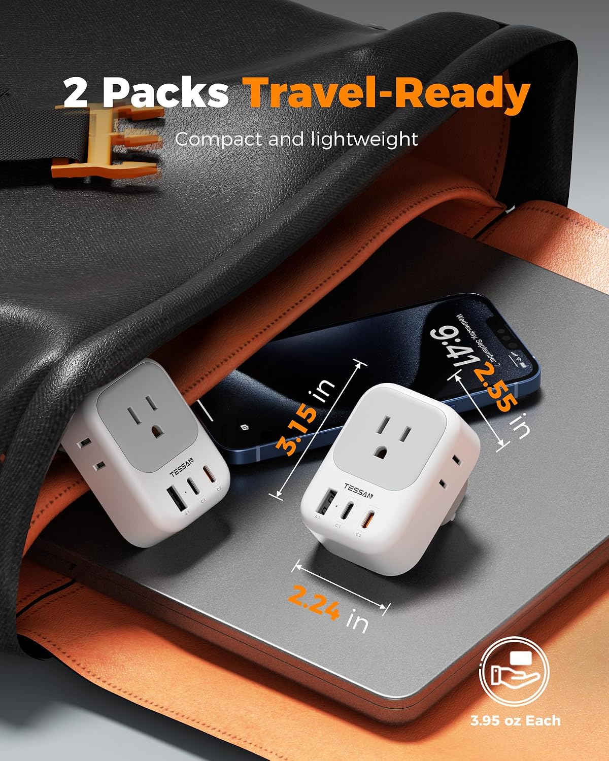 TESSAN UK Travel Adapters PD 20W, 2 Pack Type G