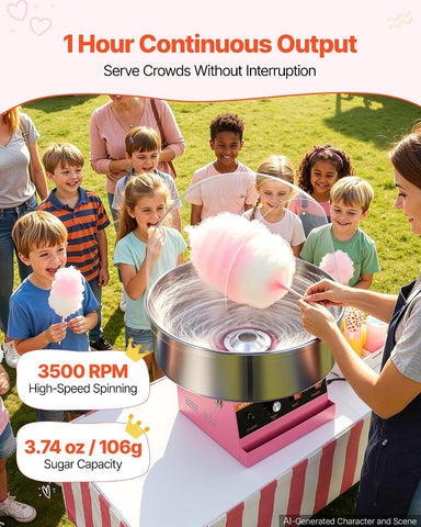 VEVOR Commercial Cotton Candy Machine, 1000W Electric Candy Floss Maker