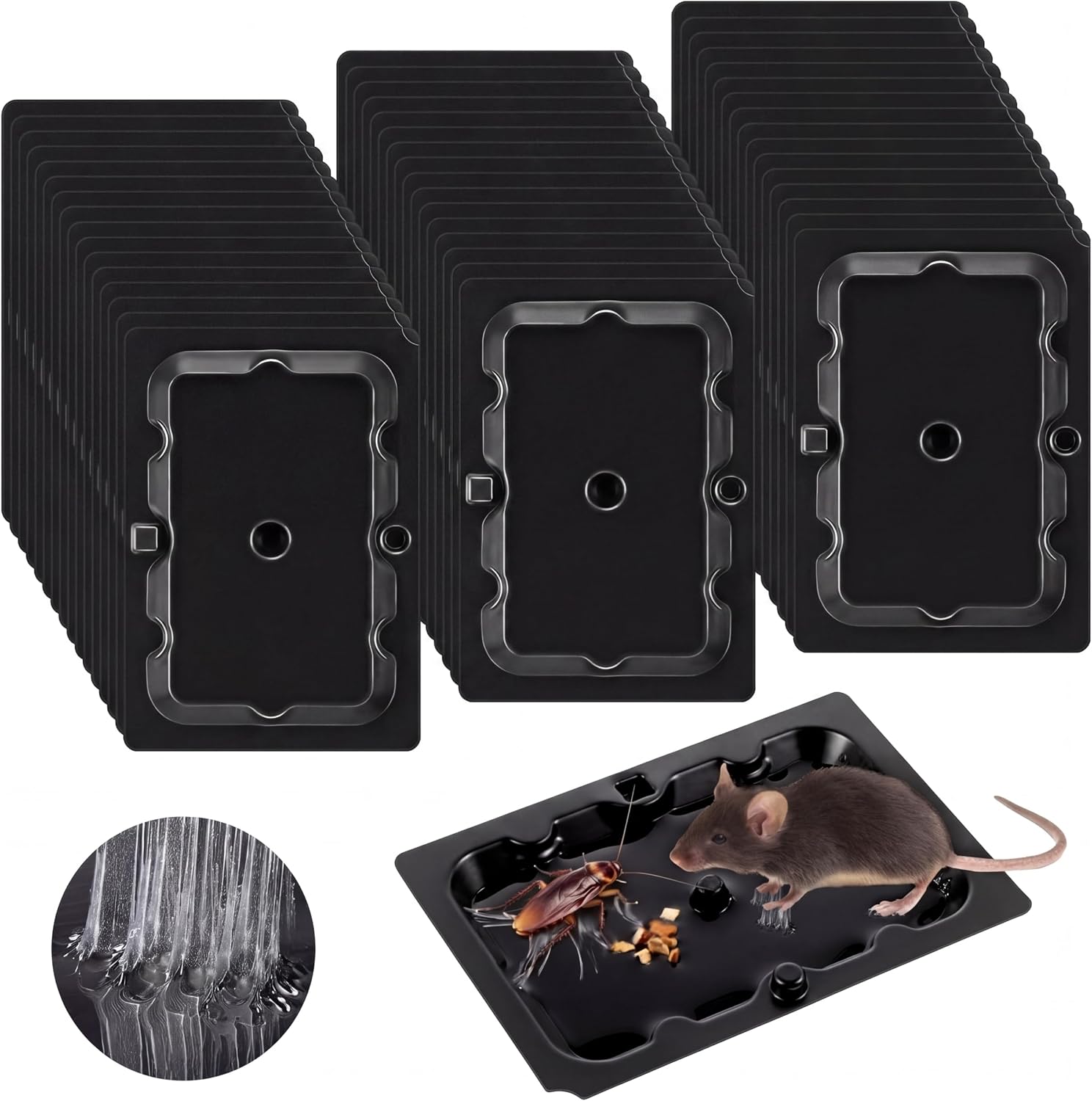 48 Pack Mouse Glue Traps, Pre-Scented Sticky Glue Boards for Mice, Black